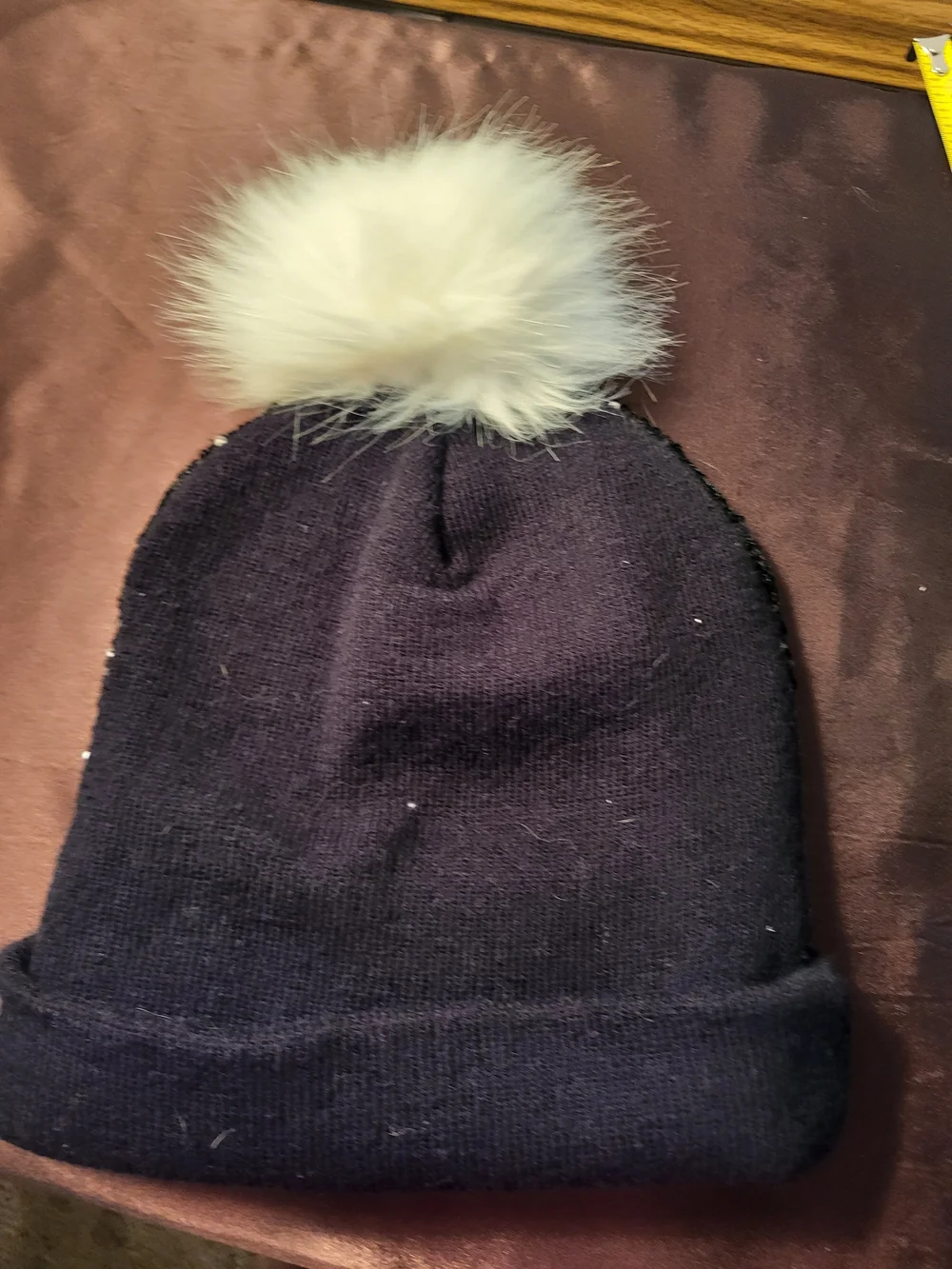 Kids Sequin Penguin Pom Beanie - Black